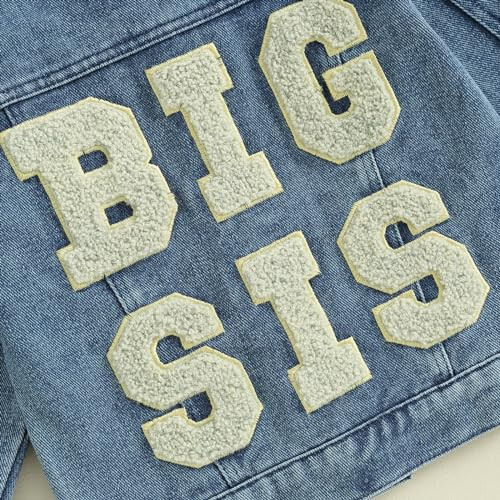 Toddler Baby Girls Denim Jacket Big Lil Sis Matching Set Kids Basic Button Down Denim Jackets Coat Outwear - 5