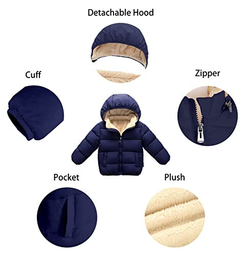 Toddler Baby Hooded Down Jacket Boys Girls Kids Thicken Warm Winter Coat Outerwear 1-7t - 5