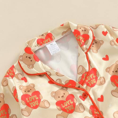 Toddler Baby Kids Satin Pajamas Set, Long Sleeve Button-Down Sleepwear PJs for Girls - 45