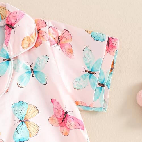 Toddler Baby Kids Satin Summer Pajamas Set Short Sleeve Button-Down Pajamas Top Pants 2Pcs Loungewear Sleepwear Pjs - 42