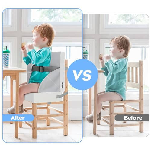 Toddler Booster Seat for Dining Table, PU Waterproof Strong Support Portable Booster Chair for Toddlers Eating, Easy Cleaning Booster Seat Cushion Detachable with Fix Straps - 47