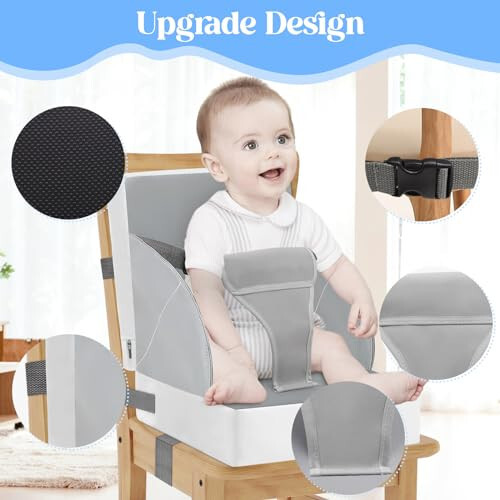 Toddler Booster Seat for Dining Table, PU Waterproof Strong Support Portable Booster Chair for Toddlers Eating, Easy Cleaning Booster Seat Cushion Detachable with Fix Straps - 37