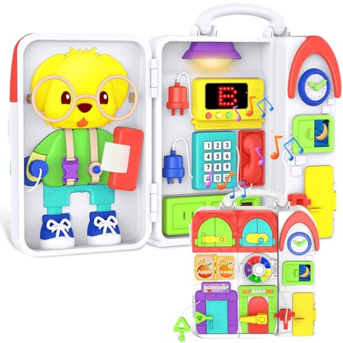 Toddler Toys for 1-2 Year Old Boy, Musical Montessori Busy Board, Early Educational Toy for Toddlers 1-3, Motor Skills Developmental Toy for 12-18 Month Age, Birthday Gift for 1+ Year Old Boy Girl - 1