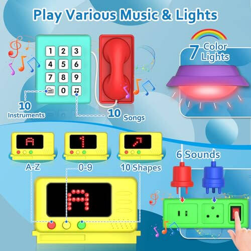 Toddler Toys for 1-2 Year Old Boy, Musical Montessori Busy Board, Early Educational Toy for Toddlers 1-3, Motor Skills Developmental Toy for 12-18 Month Age, Birthday Gift for 1+ Year Old Boy Girl - 4