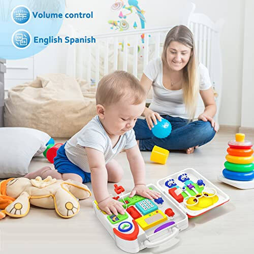 Toddler Toys for 1-2 Year Old Boy, Musical Montessori Busy Board, Early Educational Toy for Toddlers 1-3, Motor Skills Developmental Toy for 12-18 Month Age, Birthday Gift for 1+ Year Old Boy Girl - 6