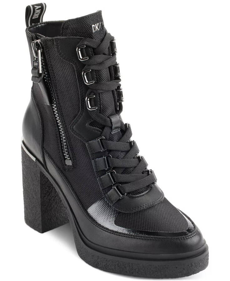 Toia Lace-Up Zip Booties Black - 1