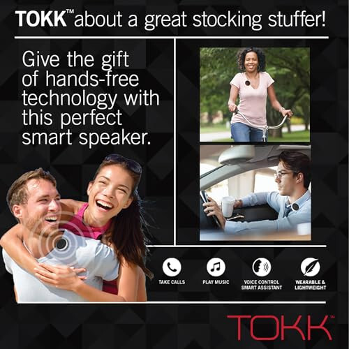 Tokk TOKK7 Black Bluetooth Wearable Hands-Free Smart Assistant 3.0 Speaker (Black) - 6