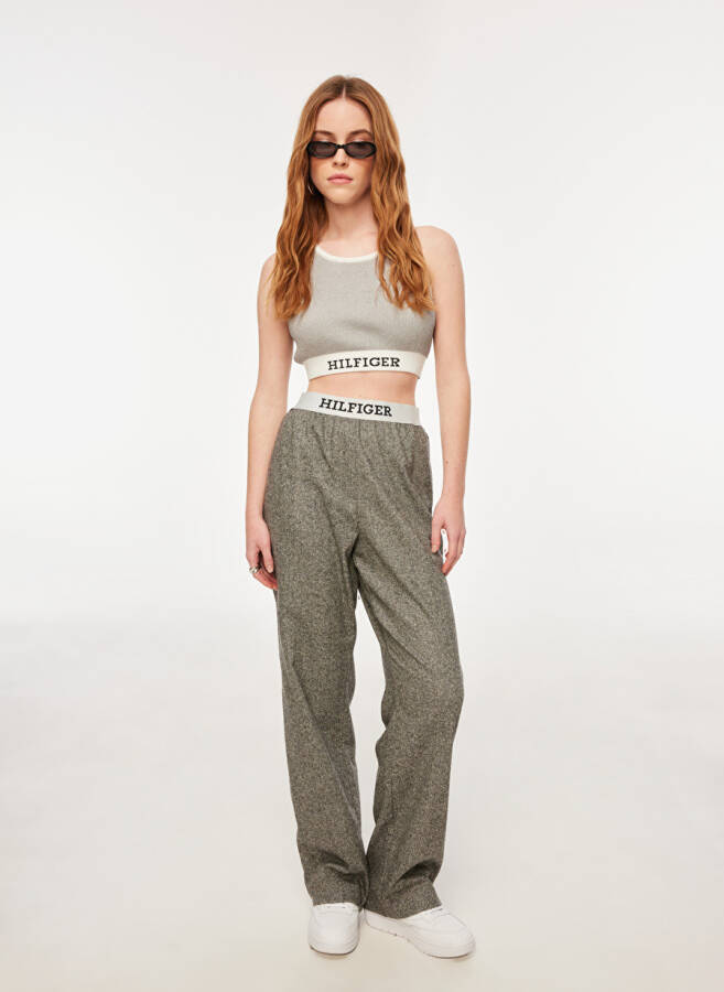 Tommy Hilfiger High Waist Regular Fit Grey Women's Trousers WW0WW404360IM - 2