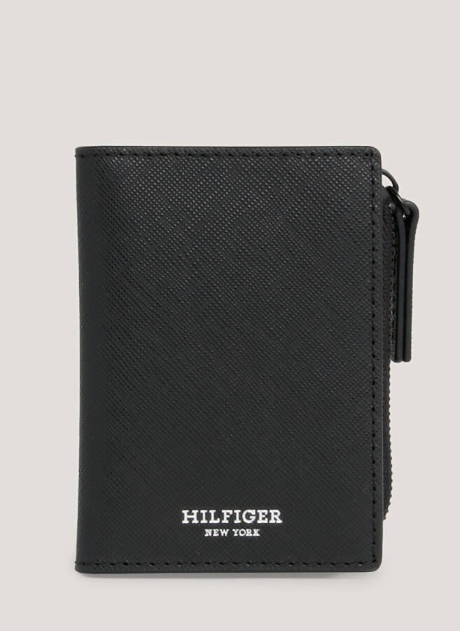 Tommy Hilfiger Siyah Erkek 8x10,6x1,5 cm Deri Cüzdan TH SAFFIANO BIFOLD & ZIP - 1