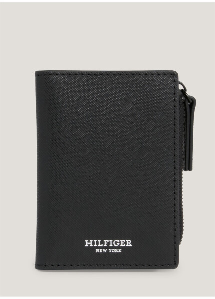 Tommy Hilfiger Siyah Erkek 8x10,6x1,5 cm Deri Cüzdan TH SAFFIANO BIFOLD & ZIP - 5