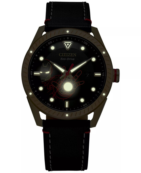 Tony Stark Black Leather Strap Watch 43mm Black - 4