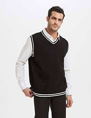 TopTie Men Women Knitted Cotton V-Neck Vest JK Uniform Pullover Sleeveless Sweater School Knitwear - 2