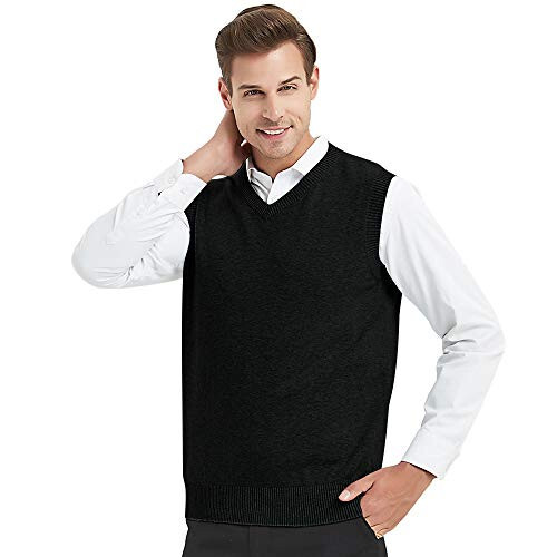 TopTie Men's 100% Cotton Knit Sweater Vest - 1