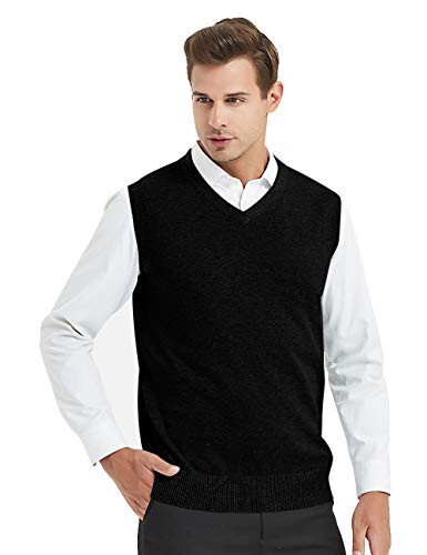 TopTie Men's 100% Cotton Knit Sweater Vest - 5