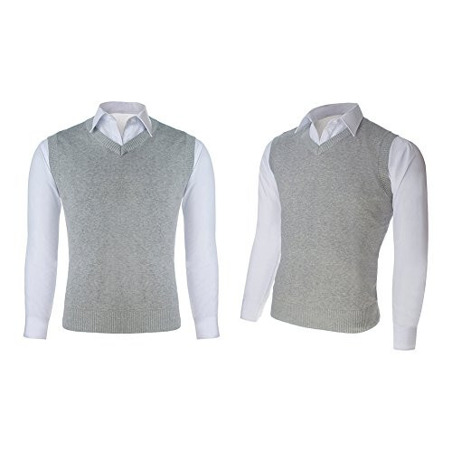 TopTie Men's 100% Cotton Knit Sweater Vest - 6