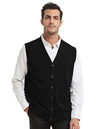 TopTie Mens Sweater Vest Solid Knitted Lightweight Thermal Cardigan - 1