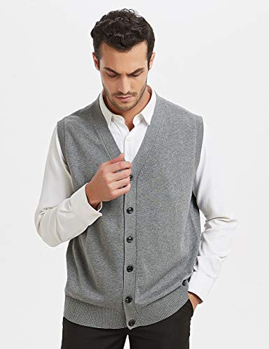 TopTie Mens Sweater Vest Solid Knitted Lightweight Thermal Cardigan - 3