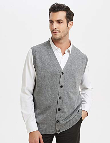 TopTie Mens Sweater Vest Solid Knitted Lightweight Thermal Cardigan - 4