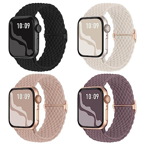 To'qilgan Elastik Solo Loop, Apple Watch Band bilan mos keladi 38mm 40mm 41mm 42mm 44mm 45mm 49mm Ayollar Erkaklar uchun, Naylon Elastik Qo'l Bandlar iWatch Series 9 8 7 6 SE 5 4 3 2 1 Ultra Ultra 2 - 1