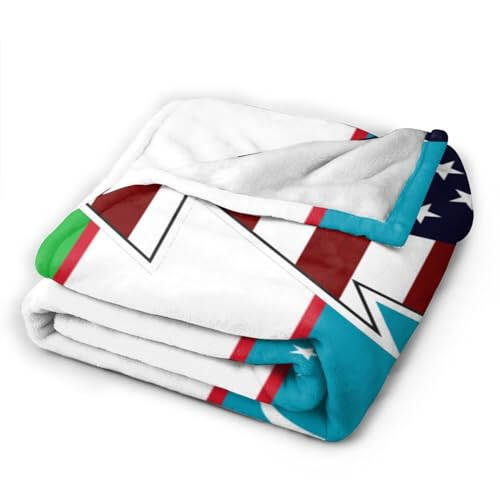 Torn Style American and Uzbekistan Flags Throw Blanket 40