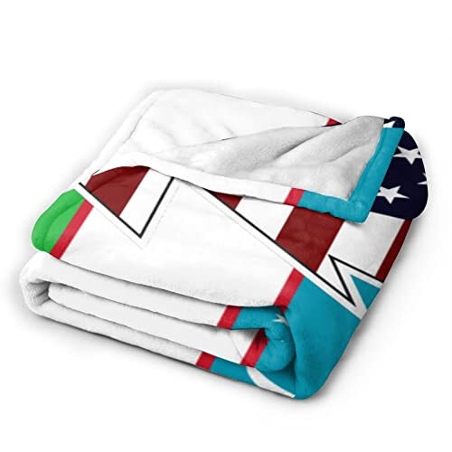 Torn Style American and Uzbekistan Flags Throw Blanket 50