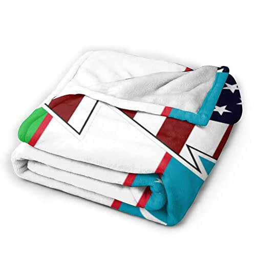 Torn Style American and Uzbekistan Flags Throw Blanket 50