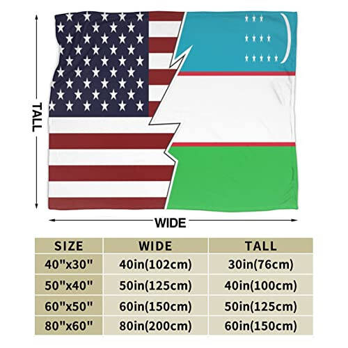 Torn Style American and Uzbekistan Flags Throw Blanket 50