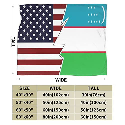 Torn Style American and Uzbekistan Flags Throw Blanket for Couch Bed Sofa Soft and Comfortable Blankets 80