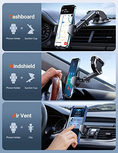 TORRAS Araba Telefon Tutucu Montajı, [Asla Düşmez] Evrensel Telefon Montajı Araba Gösterge Paneli Havalandırma Ön Camı iPhone 14 13 12 11 Pro Max XS X XR, Samsung Galaxy S21, Note 20 ile Uyumludur - 2
