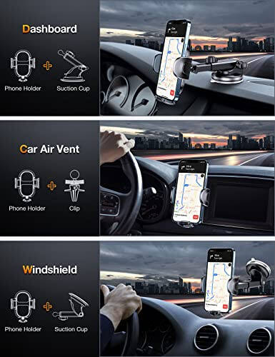 TORRAS [En Güçlü Emme Gücüne Sahip Araba Telefon Tutucu [Kaya Gibi Sağlam] 3'ü 1 Arada Emme Kupa Telefon Montajı Araba Gösterge Paneli Ön Cam Havalandırma iPhone 16 15 14 13 Pro Max Samsung S23 S22 Ultra İçin Uyumludur - 2