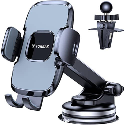 TORRAS [Never Drop Car Phone Holder Mount [Super Suction & Sturdiest Clip] Cell Phone Mount for Car Dashboard Air Vent Windshield Universal for iPhone 15 14 Pro Max Galaxy Note S23 S22 - 1