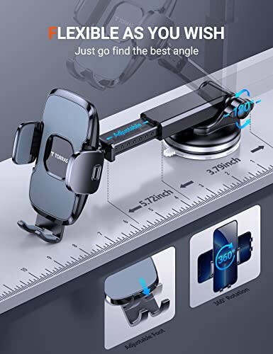 TORRAS [Never Drop Car Phone Holder Mount [Super Suction & Sturdiest Clip] Cell Phone Mount for Car Dashboard Air Vent Windshield Universal for iPhone 15 14 Pro Max Galaxy Note S23 S22 - 6