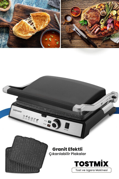 Tostmix Anthracite Stainless Steel 2000 Watt Granite Removable Plate Toaster and Grill Machine - 25