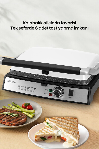 Tostmix Süt Beyazı Paslanmaz Çelik 2000 Watt Granit Çıkarılabilir Plakalı Tost ve Izgara Makinesi - 4