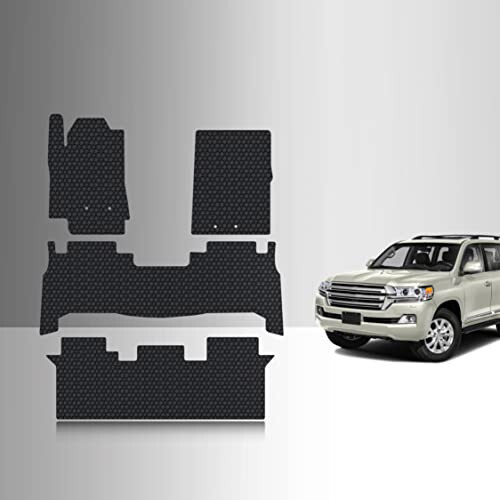 TOUGHPRO Floor Mats Accessories 1st + 2nd + 3rd Row Compatible with Toyota Land Cruiser All Weather Heavy Duty Custom Fit Black Rubber 2013 2014 2015 2016 2017 2018 2019 2020 2021 - 1