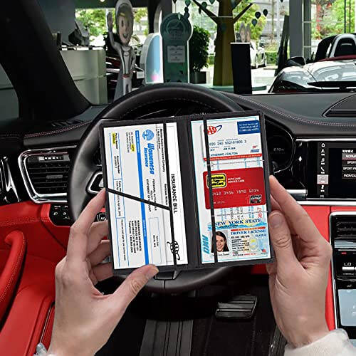 TOURSUIT Avtomobil Ro'yxatga olish va Sug'urta Karta Tutuvchi, Transport vositasining litsenziyasi hujjati qo'lqop qutisi bo'limi tashkilotchisi, Ayollar Erkaklar o'spirinlar uchun ichki avtomobil aksessuarlari (Qora) - 5