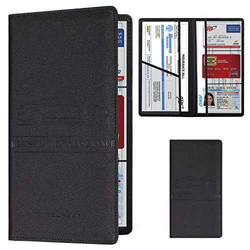 TOURSUIT Car Registration and Insurance Card Holder, Vehicle License Document Glove Box Compartment Organizer, Interior Car Accessories for Women Men Teens (Cross Black) - 1