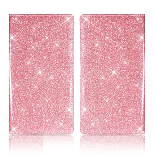 TOURSUIT Car Registration and Insurance Card Holder, Vehicle License Document Glove Box Compartment Organizer, Interior Car Accessories for Women Men Teens (Glitter Pink) - 3