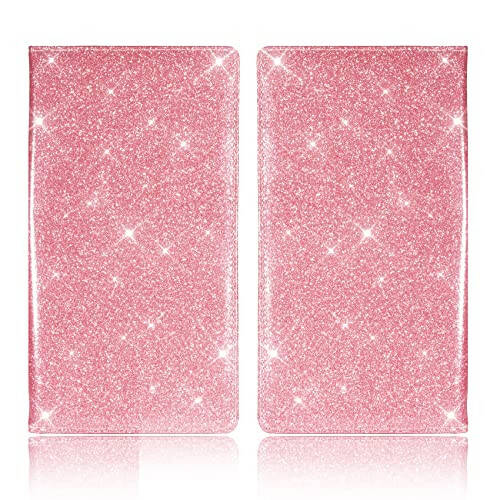 TOURSUIT Car Registration and Insurance Card Holder, Vehicle License Document Glove Box Compartment Organizer, Interior Car Accessories for Women Men Teens (Glitter Pink) - 3