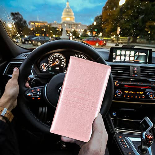 TOURSUIT Car Registration and Insurance Card Holder, Vehicle License Document Glove Box Compartment Organizer, Interior Car Accessories for Women Men Teens (Rose Gold) - 6