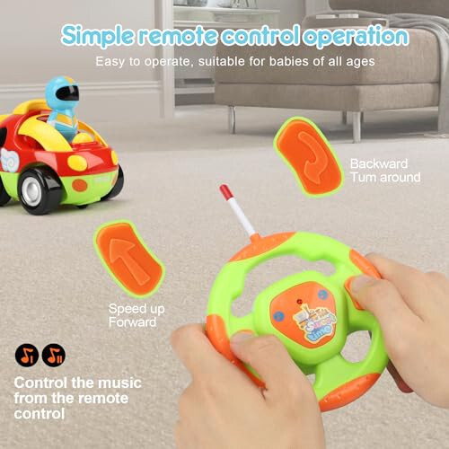 TOY Life Remote Control Cars for Toddlers Boys Girls 3-5 4-7 with Washable & Detachable Covers Toddler RC Car Toys Gifts for 2 Year Old Boys Kids Baby Remote Control Toy Cars Race Cars - 4