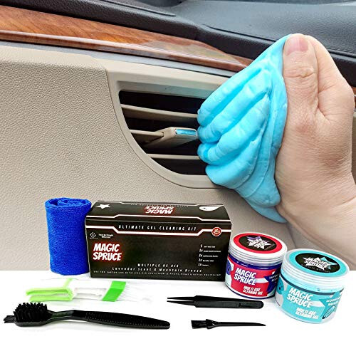 ToysButty Araba Temizleme Jeli Seti, Araba İç Detaylandırma Malzemeleri, 2 Kavanoz Araba Slime Temizleyici, 4 Anti-Statik Detaylandırma Fırçası, Havalandırma Temizleyici Toz Alma Aletleri, Oto Tozu, PC Laptop, Klavye Temizleyici Macun - 2