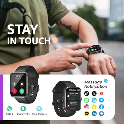 TOZO 2024 Erkaklar va Ayollar uchun iPhone va Android uchun Yangilangan Aqlli Soat, 1.83'' Fitness Tracker Bluetooth qo'ng'iroq [Javob/Qilish], Yurak urish tezligi/SpO2/Uyqu monitori bilan IP68 suv o'tkazmaydigan, 100+ Sport rejimi - 2