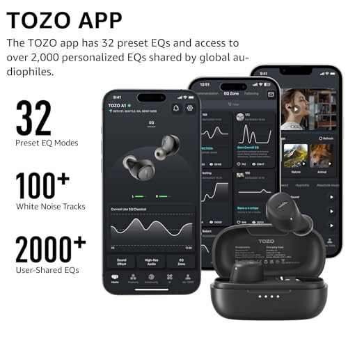 TOZO A1 Mini Kablosuz Kulaklıklar Bluetooth 5.3 Kulak İçi Hafif Kulaklıklar Dahili Mikrofon, IPX5 Su Geçirmez, Büyülü Premium Ses Uzun Mesafe Bağlantısı Kulaklık Şarj Kutusu ile, Siyah - 1