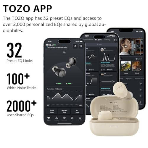 TOZO A1 Mini Simsiz Quloqchinlar Bluetooth 5.3 Quloq ichiga Engil Quloqchinlar O'rnatilgan Mikrofon, IPX5 Suv o'tkazmaydigan, Chuqur Premium Ovoz Uzoq Masofali Ulanish Quloqchinlar Zaryadlash Qutisi bilan, Xaki - 3