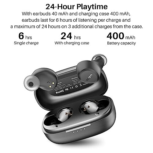 TOZO A1 Mini Wireless Earbuds Bluetooth 5.3 in Ear Light-Weight Headphones Built-in Microphone, IPX5 Waterproof, Immersive Premium Sound Long Distance Connection Headset with Charging Case, Black - 11