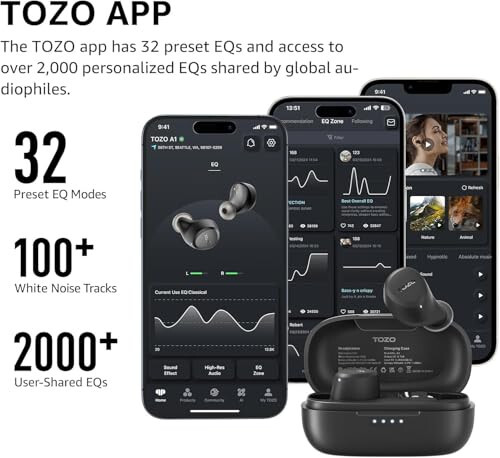 TOZO A1 Mini Wireless Earbuds Bluetooth 5.3 in Ear Light-Weight Headphones Built-in Microphone, IPX5 Waterproof, Immersive Premium Sound Long Distance Connection Headset with Charging Case, Black - 4