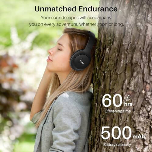 TOZO HT2 Hybrid Active Noise Cancelling Headphones, Wireless Over Ear Bluetooth Headphones, 60H Playtime, Hi-Res Audio Custom EQ via App Deep Bass Comfort Fit Ear Cups, for Home Office Travel - 5