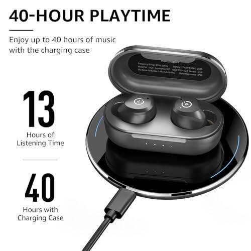 TOZO NC9 Hybrid Active Noise Cancelling Wireless Earbuds, in Ear Headphones IPX6 Waterproof Bluetooth 5.3 Stereo Earphones, Immersive Sound Premium Deep Bass Headset Matte Black - 5