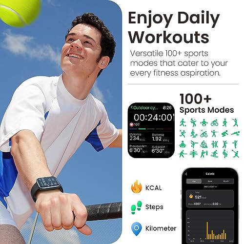 TOZO S3 Akıllı Saat (Cevap/Arama Yapın) Bluetooth Fitness Takip Cihazı, Kalp Atış Hızı, Kan Oksijen Monitörü, Uyku Monitörü IP68 Su Geçirmez 1.83 inç HD Renkli Erkek Kadınlar İçin iPhone ve Android ile Uyumlu - 3